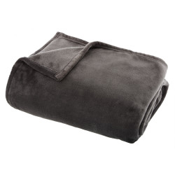 Couverture flanelle 180 x 230 cm Gris foncé Atmosphera