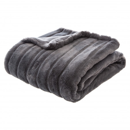Plaid fourrure 120 x 160 cm Gris foncé Atmosphera