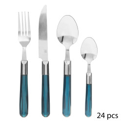 Ménagère 24 pièces "Orchidée" bleu Secret de gourmet