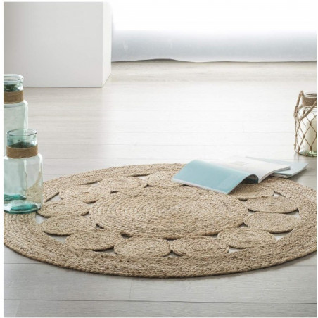 Tapis rond jute ajouré diamètre 120 cm Atmosphera