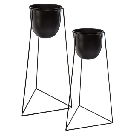 Lot de 2 pots avec supports en métal Living noir Atmosphera