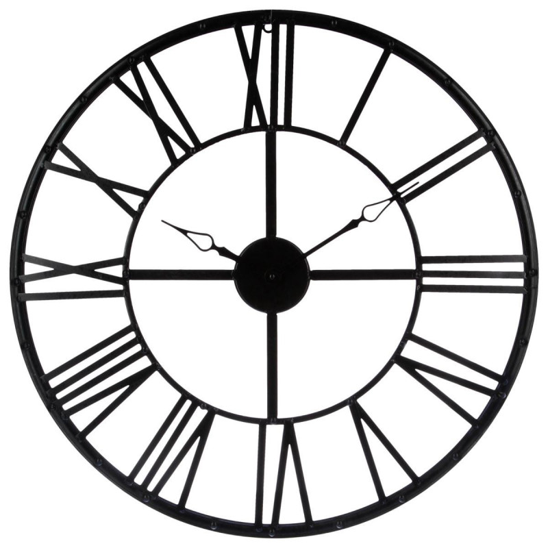 Pendule métal vintage diamètre 70 cm noir Atmosphera