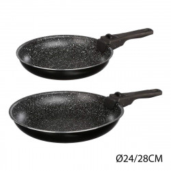 Lot de 2 poêles pierre 24 et 28 cm + poignée amovible Secret de Gourmet
