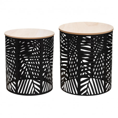 Lot de 2 tables à café Feuilles Noires Atmosphera