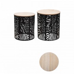 Lot de 2 tables à café Feuilles Noires Atmosphera
