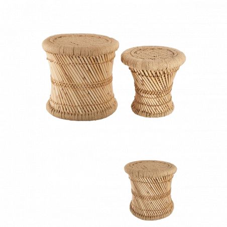 Ensemble de 2 tables d'appoint naturel en corde Atmosphera
