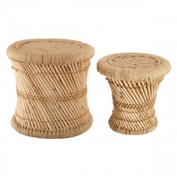Ensemble de 2 tables d'appoint naturel en corde Atmosphera