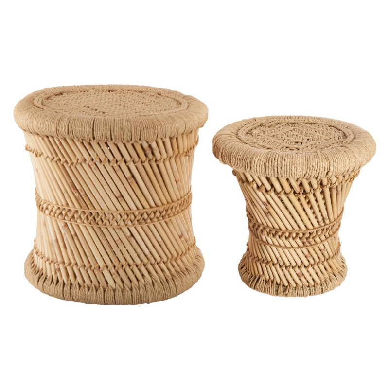 Ensemble de 2 tables d'appoint naturel en corde Atmosphera