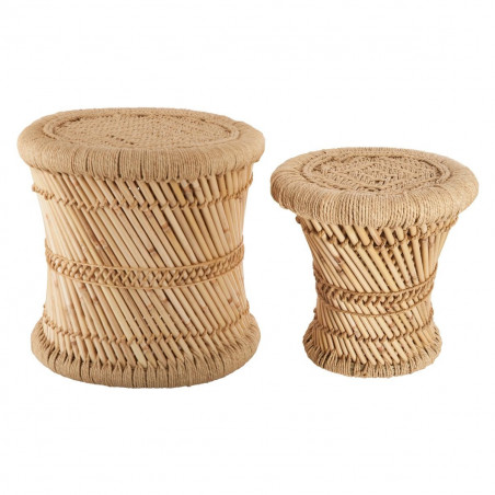 Ensemble de 2 tables d'appoint naturel en corde Atmosphera