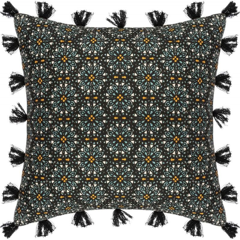 Housse de coussin Rosace Pompons 40 x 40 cm Atmosphera