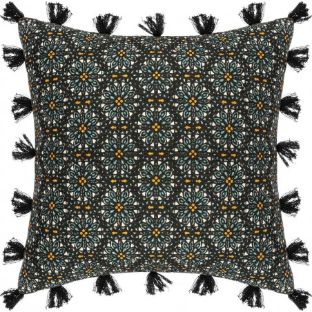 Housse de coussin Rosace Pompons 40 x 40 cm Atmosphera