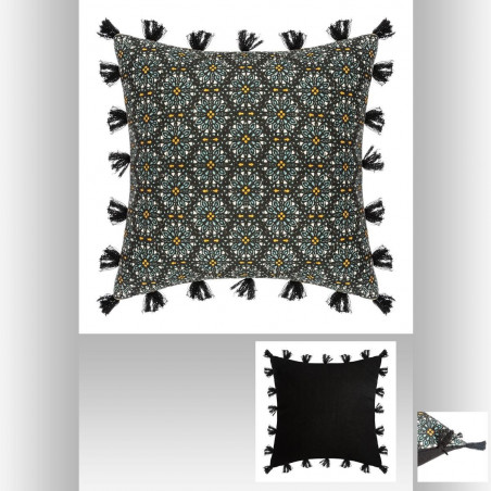 Housse de coussin Rosace Pompons 40 x 40 cm Atmosphera