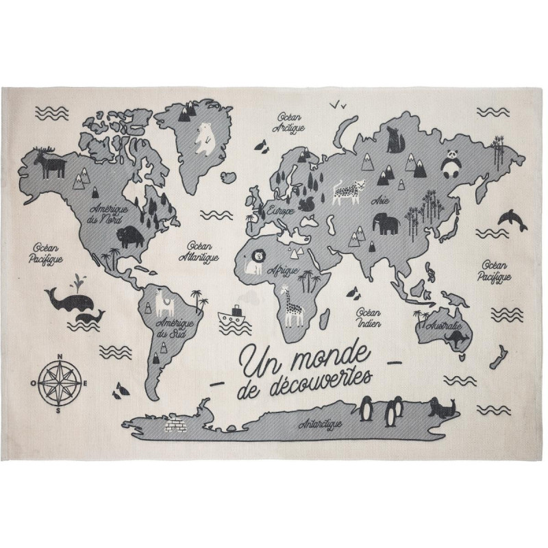 Tapis carte du monde 100 x 150 cm Atmosphera