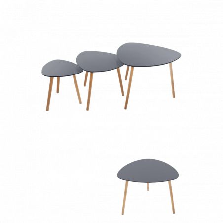 Lot de 3 tables café gris Miléo Atmosphera