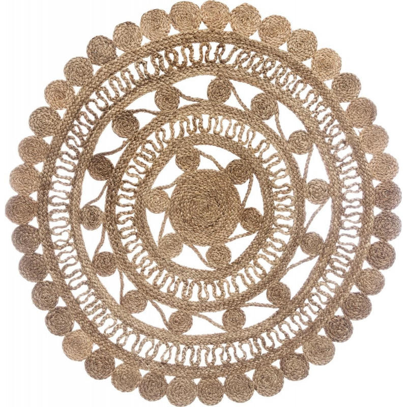 Tapis rond jute dentelle diamètre 120 cm Atmosphera