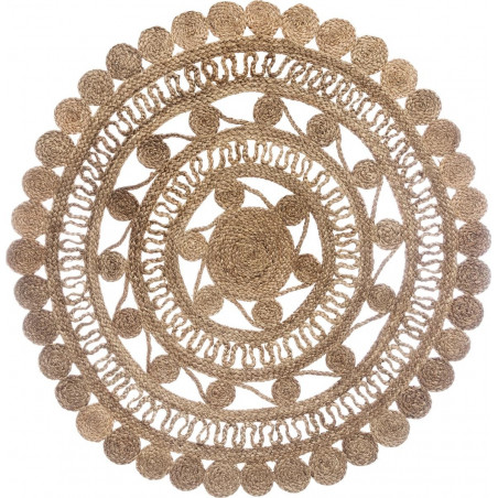 Tapis rond jute dentelle diamètre 120 cm Atmosphera