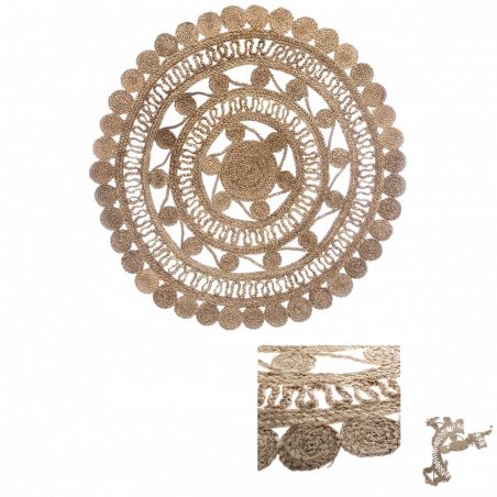 Tapis rond jute dentelle diamètre 120 cm Atmosphera