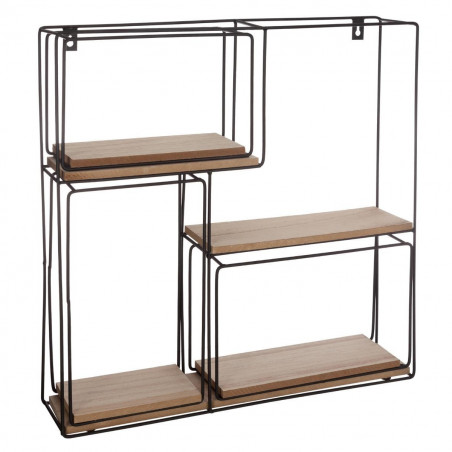 Étagère murale carrée en bois & métal x 4 Atmosphera