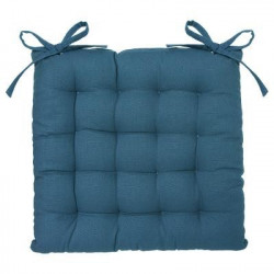 Galette de chaise à nouettes 38 x 38 cm Atmosphéra Bleu canard