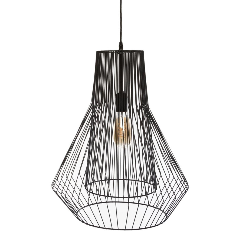 Suspension Noire "Zania" en métal filaire Hauteur 52 cm Atmosphera