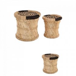Ensemble de 2 tables d'appoint naturel en corde noir Atmosphera