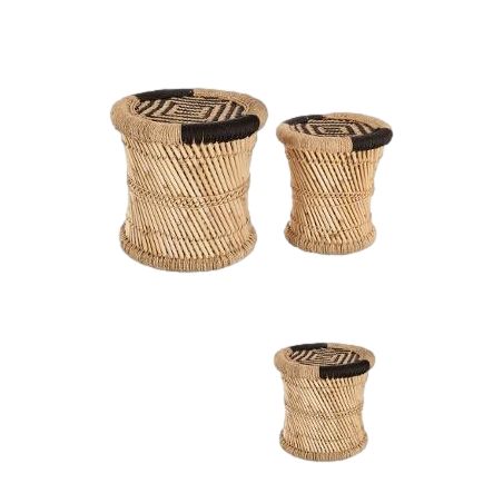Ensemble de 2 tables d'appoint naturel en corde noir Atmosphera