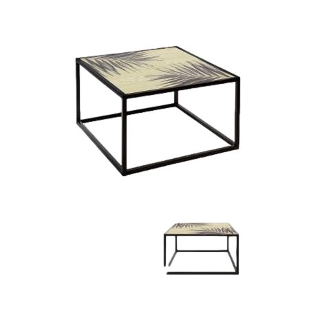 Table basse carrée Noire "Slow Time" en fer Atmosphera