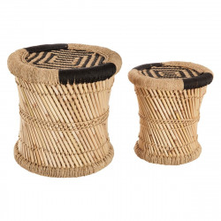Ensemble de 2 tables d'appoint naturel en corde noir Atmosphera