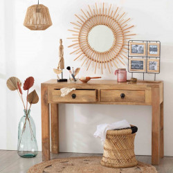 Ensemble de 2 tables d'appoint naturel en corde noir Atmosphera