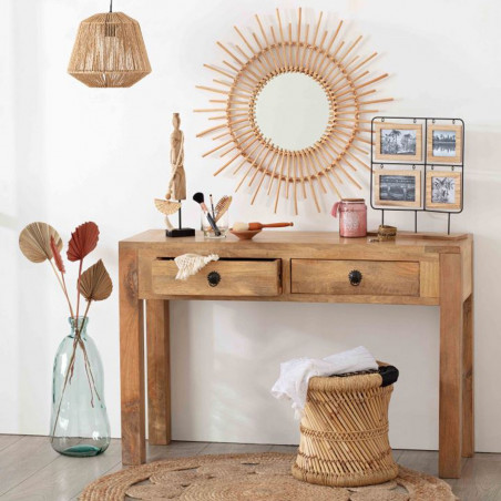 Ensemble de 2 tables d'appoint naturel en corde noir Atmosphera