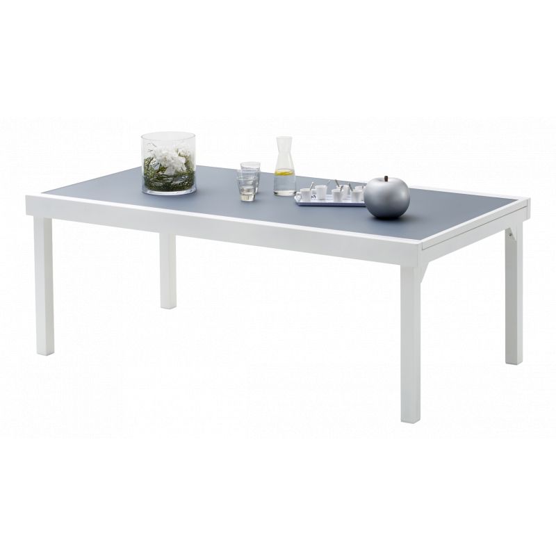 Table de jardin Modulo T 8/12 Full Verre Blanc