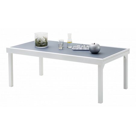Table de jardin Modulo T 8/12 Full Verre Blanc