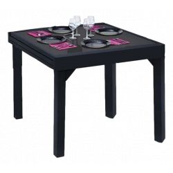 Table de jardin Modulo T 4 / 8 Full Verre Noir