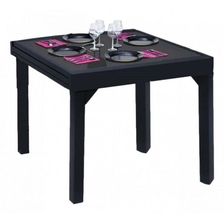 Table de jardin Modulo T 4 / 8 Full Verre Noir
