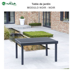 Table de jardin Modulo T 6/10 Full Verre Noir