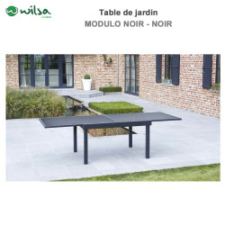 Table de jardin Modulo T 6/10 Full Verre Noir