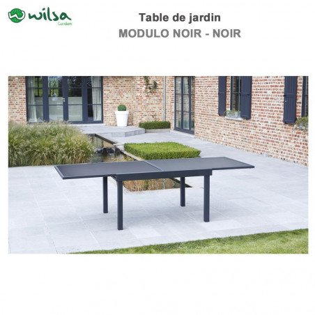 Table de jardin Modulo T 6/10 Full Verre Noir