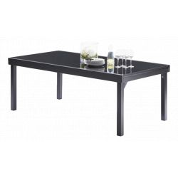 Table de jardin Modulo T 8/12 Full Verre Noir