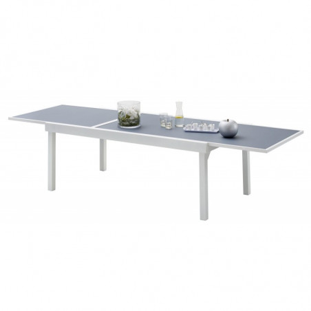 Table de jardin Modulo T 8/12 Full Verre Blanc