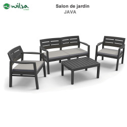 Salon de jardin Ensemble Java S3 + 2F2 + 1TB Anthracite Wilsa Garden