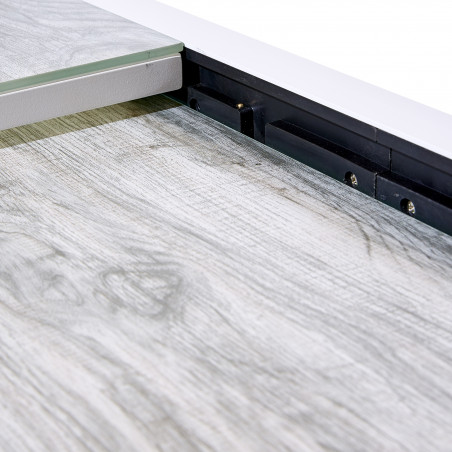 Salon de jardin Ensemble ModuloWood T 6/10 + F 6 + C 4 Verre Déco Bois Blanc Blanc Wilsa Garden