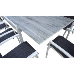 Table de jardin ModuloWood T 4 / 8 Verre Déco Bois Blanc Wilsa Garden