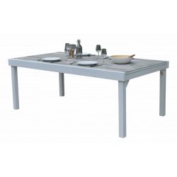Table de jardin ModuloWood T 8/12 Verre Déco Bois Blanc  Wilsa Garden