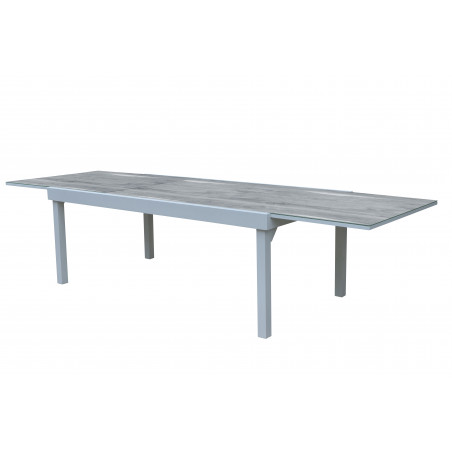 Table de jardin ModuloWood T 8/12 Verre Déco Bois Blanc  Wilsa Garden
