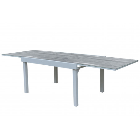Table de jardin ModuloWood T 6/10 Verre Déco Bois Blanc Wilsa Garden