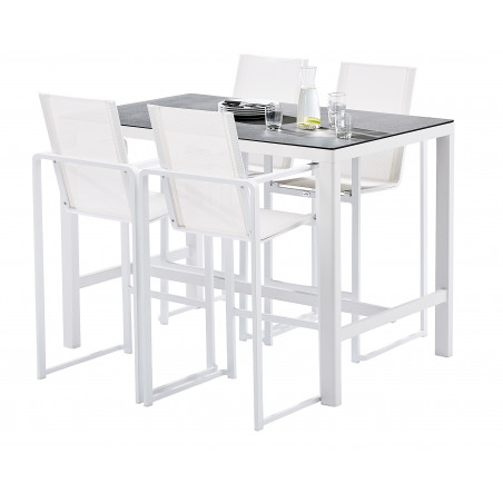 Salon de jardin Ensemble Bar de jardin en aluminium Stone Blanc Wilsa Garden