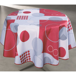 Nappe antitache imprimée Zoé rouge ronde 160 cm