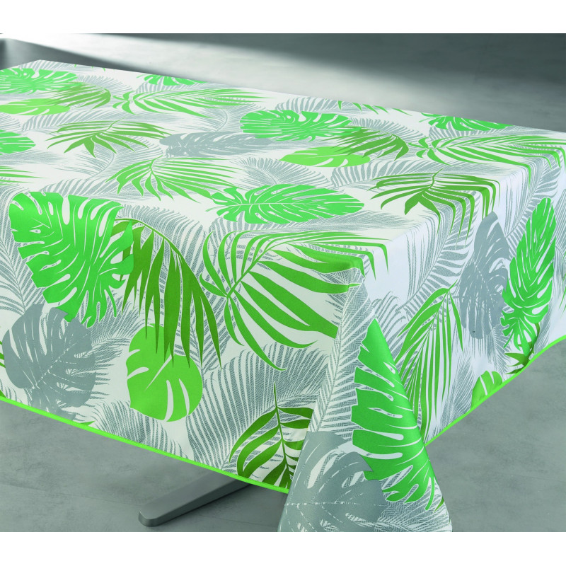 Nappe antitache imprimée Tropical vert rectangulaire 145 x 240 cm