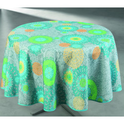 Nappe antitache imprimée Evan bleu ronde 160 cm