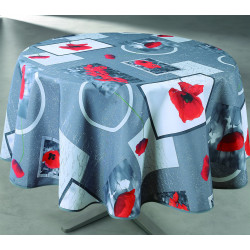 Nappe antitache imprimée Passion gris ronde 160 cm